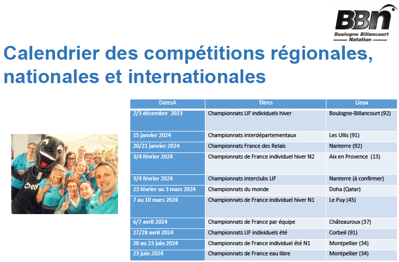 PROGRAMME DE LA SAISON 2023/2024